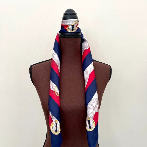 New Gucci Scarf GG Logo Ropes Print Nautical Style Silk Wrap - Picture 13 of 15